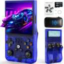 R36MAX Retro Handheld Game Console, 4.0 Inch IPS HD Screen Portable Retro Gaming Console, 1.5GHz CPU Support 30+ Emulator Console Video Game Console, 4000mAh Battery (64GB Blue)
