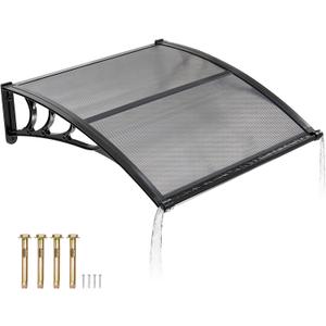VEVOR Awnings for Door Entrance, 38" x 40" Window Door Awning Canopy Exterior with Drainage & ABS Bracket, Polycarbonate Cover Patio Door Awnings for Sun, UV, Rain, Snow ProtectionSmoky Gray