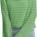 QUALFORT Women's Crochet Sweater, Hollow-Out Knit Long Sleeve Pullover (L)