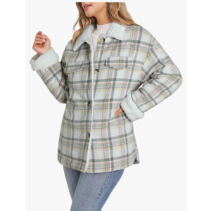 Dokotoo Winter Coats for Women Button Down Plaid Flannel Shirts Warm Sherpa Fleece Jacket Size, Small
