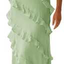 Wenrine Womens Sexy Chiffon Halter Maxi Dress Sleeveless Backless Ruffle Tassel Party Club Dresses, L