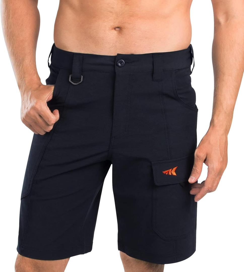 KastKing Rekon Men's Fishing Cargo Shorts, Quick Dry Casual Hiking Shorts for Men, Travel Golf Camping Tactical (Black)