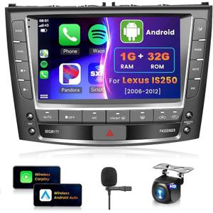 9 inch Android Car Radio for Lexus IS250 IS300 IS350 2006-2012 with Wireless CarPlay Android Auto Canbus,Podofo HD IPS Touchscreen Bluetooth Stereo with GPS WiFi HiFi/16 EQ AHD Backup Camera