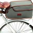 TOURBON Canvas Bicycle Pannier Bike Rear Rack Insulated Trunk Cooler Bag (Green)