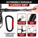 [Premium] 4'x6' Heavy Duty Cargo Net Stretches to 8' x 12', Extra Thick 10mm Cord Bungee Cargo Netting for Pickup Truck Bed, Roof Rack Net & 12 PCS Steel Carabiners