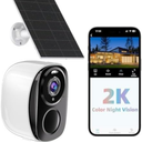 Security Cameras Wireless Outdoor, Battery Powered Security Cameras with IP65 Waterproof, Two-Way Audio, Color Night Vision, No Subscription WiFi Security Camera-2 PACK BW4 with Solar Panel (White)