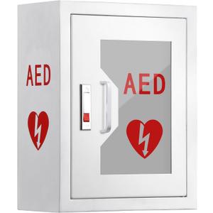 AED Defibrillator Cabinet, Wall Mounted AED Medicine Cabinet with Lock Fits Various AED Defibrillator 12.8 x 6.7 x 16.1 inch