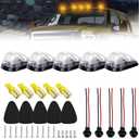 Clear Roof Cab Marker Lights Top Clearance Running Light w/ 168 Amber LED Bulbs Aftermarket Replacement Compatible with 99-16 Ford F150 F250 F350 F450 F550 Super Duty Pickup Trucks SUV (Qty:5)