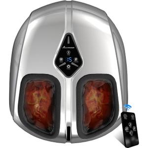 Shiatsu Foot Massager with Heat,Vibration,Air Compression and Deep Kneading for Plantar Fasciitis, Neuropathy,Improve Foot Wellness,Gifts for Women & MenSilver