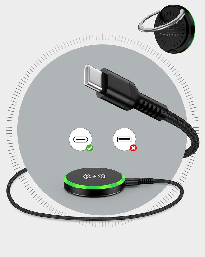 Samsung MagSafe Wireless Charger 15W Fast Charging Pad for Samsung Galaxy S25 Ultra S24 Magnetic Charger Finger Holder Stand for iPhone 17 17Pro 17 Air 16e 16 Pro Max 15 Android Apple Pixel 10 Pro