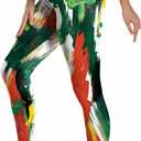 Women 4th of July Leggings Patriotic American Flag Printed Soft Stretchy Yoga Pants Funny Holiday Tights (L)