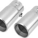 Motoforti Universal Muffler Exhaust Car Exhaust Muffler Tip Tailpipe, 2.75 Inch Inlet 3 Inch Outlet, Exhaust Pipe, Stainless Steel, Silver Tone, 2 Pcs