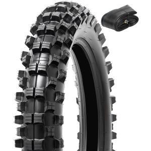 3.00-12 (80/100-12) 4PR TT 50M Dirt Bike Front/Rear Tire and 80/100-12 Heavy Duty Inner Tube Compatible with 3.00-12 (80/100-12) Off Road Pit Dirt Bike Motorcycle Tire (P-2006)