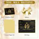 2 x YoungTree 40th Birthday Gift Bag with Tissue Papers and 1 Greeting Card Ribbon,Portable Paper Gift Bags with Handles,Black Gold Present Bags for 40th Birthday Decorations Supplies 12.6" x 9.8" x 4.3"
