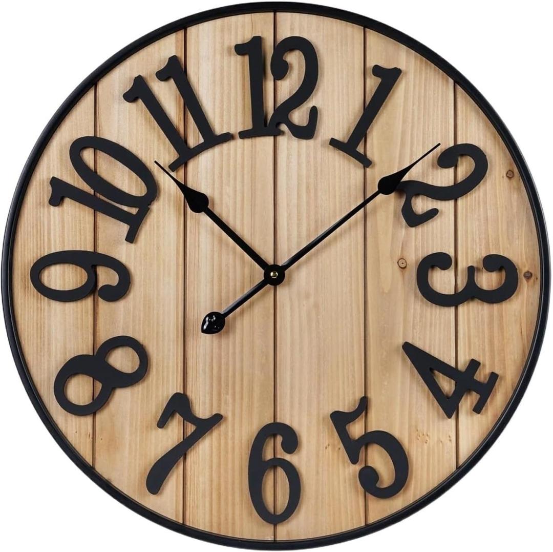 A Beautiful Large Wall Clock with an Adjustable Kit, Suitable for Home Decoration, (Wood-Arabic)