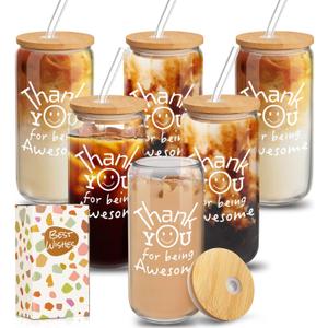 Thank You Gifts Bulk, Employee Appreciation Gifts Bulk, Thank You Gift for Women Men, Appreciation Gift for Coworkers Teacher, 16oz Thank You for Being Awesome Cup 6PCS, Single-Pack
