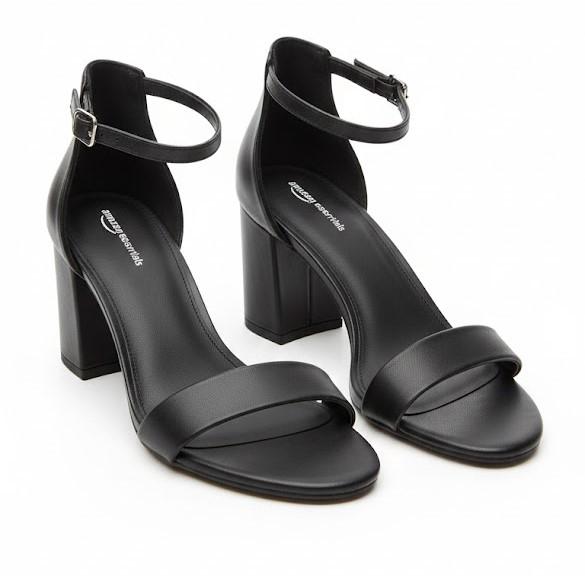 Women's Heeled Sandals Open Toe Ankle Strap 2.5-Inch Chunky Heels Dress Shoes Wide Feet Friendly (Black)