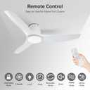 52 Inch Ceiling Fan with Light, Remote Control Flush Mount Low Profile for Bedroom Living Room Home Office,DC Motor,Reversible,White