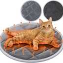 2 Pcs Self Warming Cat Mat Round Self Heating Pad Bed Reversible Machine Washable Heated Bed Anti Slip Warming Pad Pet Mat for Cat Crate Indoor Outdoor(Gray,16 Inch)