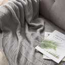BOURINA Light Grey Throw Blanket 50 x90 Inches Throw Textured Solid Soft Sofa Throw Bed Runner Couch Cover Knitted Decorative Blanket Bed Runner