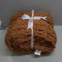 Bigacogo Chunky Knit Throw Blanket for Couch, 51x63 inches, 100% Hand Knitted with Thick Jumbo Chenille Yarn, Cozy Soft Large Rope Knot Cable Crochet Blankets for Sofa Bed Living Room, Caramel