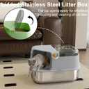 3-in-1 Convertible Cat Litter Box, ABS + Stainless Steel Pan, Enclosed Low Entry High Sided Box with Litter Trapping Grid, 23.1x16.93x14.1 Inch, for Senior Kittens & Large Cats（Grey）