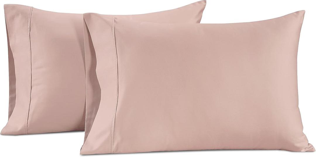 LANE LINEN 100% Cotton Pillowcovers, Pillow Cases Standard Size Set of 2, Fits Standard & Queen Pillows, Luxury 450 Thread Count Sateen Cotton Pillowcases, Soft & Breathable - Sepia Rose