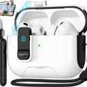 Compatible with AirPods Pro 3 2025 Case with Phone Stand & Cleaning Kit,Magnetic Automatic Lock Design Cover for Air pods Pro 3rd- (White)