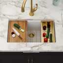 30 White Granite Composite Undermount Kitchen Sink with Luxury Accessories, 30"x19"x10"