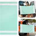 HunnmingRe 1 Pcs 39 x 71 Inch Extra Large Magnetic Beach Towel Oversized Turkish Blanket Cotton XXL Sandproof Towels Huge Big Giant Throw Quilt Blankets for Adult Picnic Camping Travel Pool (Green)