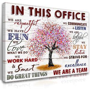 HDXUFJQ Inspirational Canvas Wall Art for Office - Team Rules Motivation Positive Quotes Wall Decor - Teamwork - Ready to hang (16"x24") (In This Office 01)