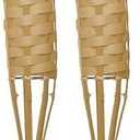 TIKI Bamboo Tiki Torches 2-Pack – Weather-Resistant Outdoor Décor with Easy-Pour Wide-Mouth Canister Refill for Patio, Garden, Backyard, and Parties, 57-Inch Citronella Torches