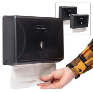 Mind Reader Paper Towel Dispenser, Paper Towel Holder, Wall Mount, Restroom, 10.25"L x 3.75"W x 8"H, Set of 3, Black