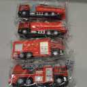 4 Packs Metal Fire Trucks Playsets, Mini Friction Powered Vehicle, Including Fire Engine, Ladder Truck, Die-cast Tank, Tow, Realistic Design for Toddlers Boys, Kids Aged 3+ Years Old