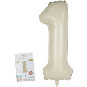 40in Birthday Big Number Balloon - CARGEN Giant Foil Balloons for Women Men Birthday Party Wedding Anniversary Supplies Decorations, Creamy White One, No.1