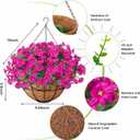 Ouddy Decor Artificial Hanging Plants Flowers Basket for Spring Summer Outdoor Decor, Fake Hanging Flowers Faux Silk Morning Glory UV Resistant for Patio Yard Porch Garden Home Decorations, Fuchsia