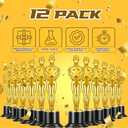 Bedwina Gold Trophy Award Mini Trophies Bulk - (Pack of 12) 6 Inch Tall Plastic Golden Statue Award, Party Themed Decorations, Winners or Appreciation Gifts Game Prizes for Adults & Kids