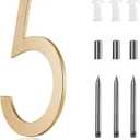 10 Inch Metal House Numbers For outside, large Address Numbers For House Outside,Extra Large Modern House Numbers For Outside gold Floating Mount Flush Mount Aluminum Home Address Numbers 5