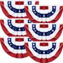 6 Pack 1.5 X 3 FT American Bunting Flag 4th of July Decorations, USA Pleated Fan Flag Memorial Day Patriotic Half Fan Banner 100% Polyester Fourth July Independence Day Outdoor Indoor Decor