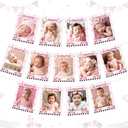 Amazon.com: JOYMEMO Pink Race Car 1st Birthday Party Decorations Photo Banner, Paper Photo Frame from Newborn to 12 Month, One Year Old Track Sports Party Decor, Lets Go Racing Theme Party Supplies Girl : Toys & Games