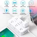 Power Strip Surge Protector, HANYCONY 12 Multiple Outlets 4 USB Ports (2 USB C), 5Ft Braided Extension Cord Flat Plug, Overload Surge Protection, Desk for Office Home College Dorm Room Essentials (5 FT, White)