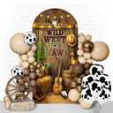 7.2FT Wild West Arch Cover - Double-Sided Stretchable Spandex Arch Backdrop Cover with Western Design for Cowboy Parties, Weddings, Birthdays & Events (Brown)