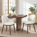 Mid-Century Modern Upholstered Dining Chairs Set of 2, Beige