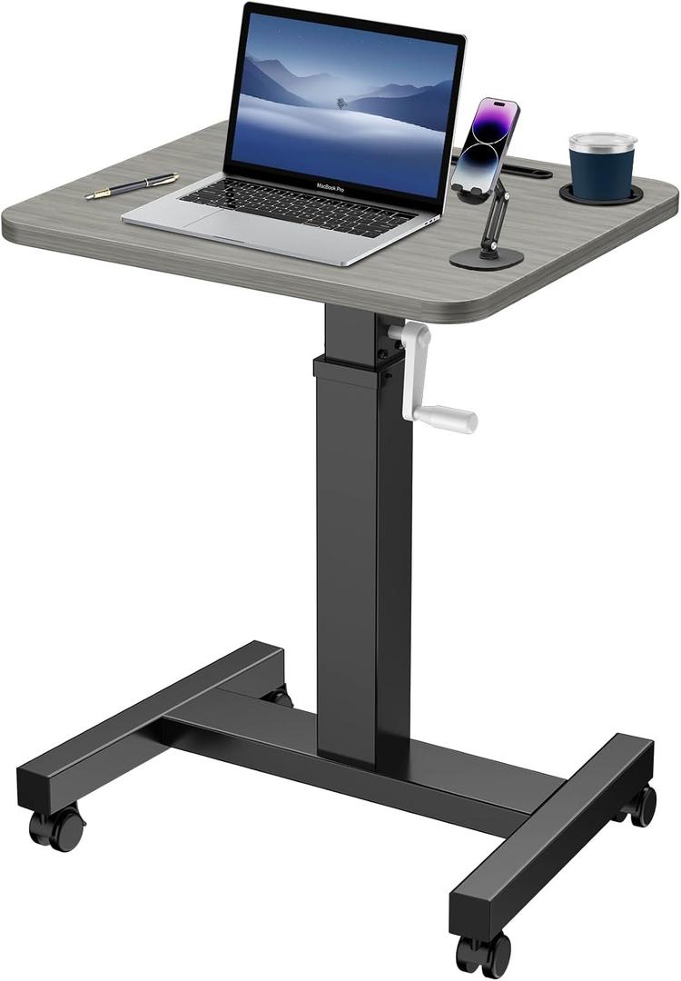 Mobile Standing Desk with Wheels, Elevating Table,Lift desks for Home Office,Rolling Portable Laptop Desk Height Adjustable, Mobile Computer Desk,Small Sit Stand WorkstationBlack, 20.2" L x 23.6" W x 43.7" H