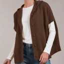 Xiaoxuemeng Womens Cardigan Sweaters Lightweight Knitted Hood Sweater Button Down Coat(Coffee-M)