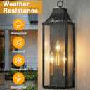 2-Pack 24" Large Outdoor Wall Lights,E12 Black Exterior Light Fixture Wall Mount, Farmhouse Porch Lights Outdoor Wall Lantern with Clear Glass, Waterproof Outside Sconce Lights for House Garage, 24 Inch-No Sensor