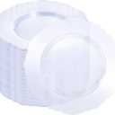 WDF 60pcs Clear Plastic Dessert Plates Disposable -7.5inch Small Disposable Clear Cake/Appetizer/Dessert Plastic Plates for Wedding, Party