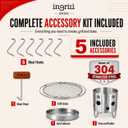 INGRILL Mini Charcoal Grill Smoker Portable BBQ 6 LBS Stainless Steel Barrel for Camping, Small Outdoor Cooking with Thermometer