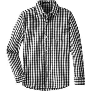 Spring&Gege Boys' Long Sleeve Plaid Poplin Button Down Shirt (5-6 Years, Black Large Check Gingham)
