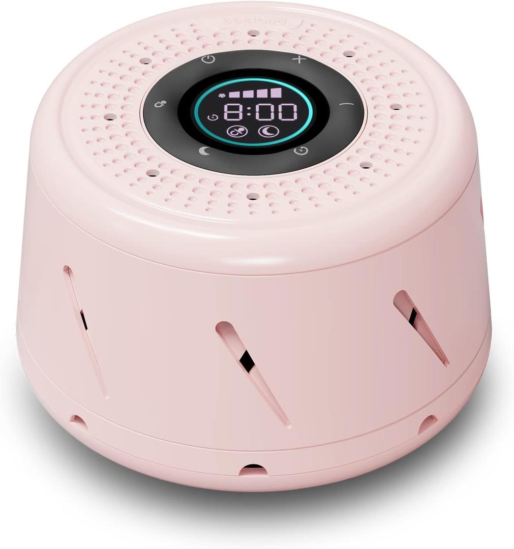 Real Fan White Noise Machine Sleep Sound Machine with Smart Mode, Timer & LED Display for Better Sleep, Office Privacy, Travel & Baby (Pink)